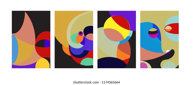 Vector Abstract Colorful Geometric and Curvy pattern background illustration. Set of Abstract Tribal Ethnic background for Cover, Poster, and print in Eps 10.
