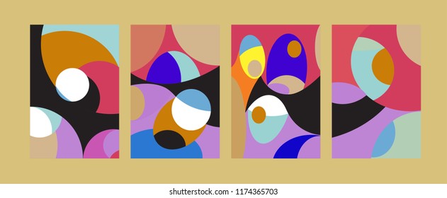 Vector Abstract Colorful Geometric and Curvy pattern background illustration. Set of Abstract Tribal Ethnic background for Cover, Poster, and print in Eps 10.
