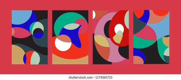 Vector Abstract Colorful Geometric and Curvy pattern background illustration. Set of Abstract Tribal Ethnic background for Cover, Poster, and print in Eps 10.
