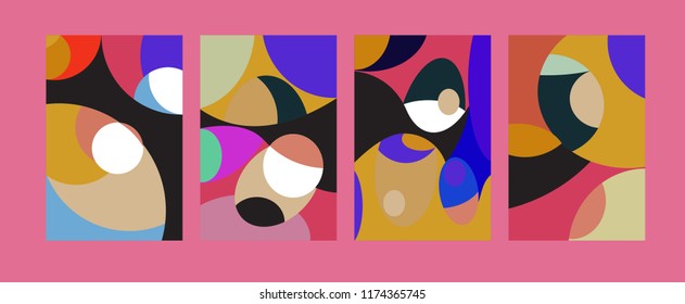 Vector Abstract Colorful Geometric and Curvy pattern background illustration. Set of Abstract Tribal Ethnic background for Cover, Poster, and print in Eps 10.
