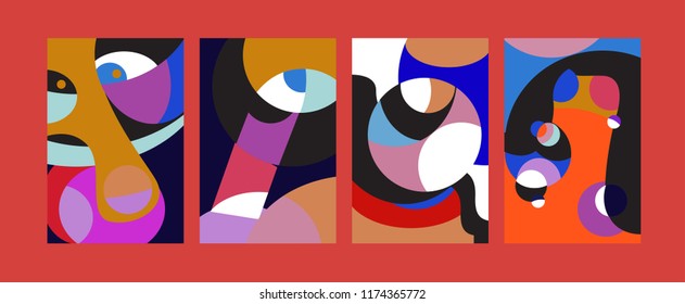 Vector Abstract Colorful Geometric and Curvy pattern background illustration. Set of Abstract Tribal Ethnic background for Cover, Poster, and print in Eps 10.
