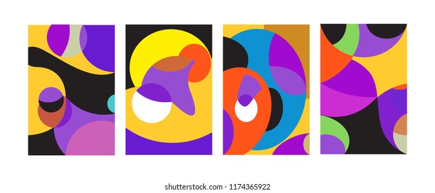 Vector Abstract Colorful Geometric and Curvy pattern background illustration. Set of Abstract Tribal Ethnic background for Cover, Poster, and print in Eps 10.
