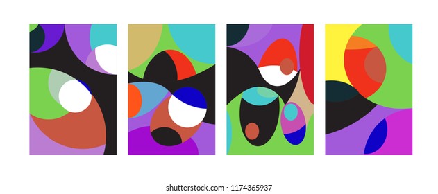 Vector Abstract Colorful Geometric and Curvy pattern background illustration. Set of Abstract Tribal Ethnic background for Cover, Poster, and print in Eps 10.

