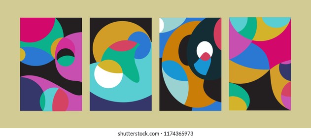 Vector Abstract Colorful Geometric and Curvy pattern background illustration. Set of Abstract Tribal Ethnic background for Cover, Poster, and print in Eps 10.
