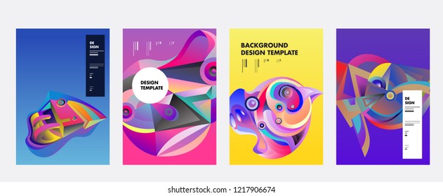 Vector Abstract Colorful Geometric and Curvy pattern background illustration. Set of Abstract Tribal Ethnic background for Cover, Poster, and print in Eps 10. 