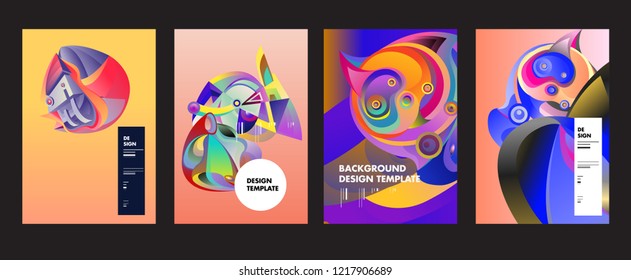 Vector Abstract Colorful Geometric and Curvy pattern background illustration. Set of Abstract Tribal Ethnic background for Cover, Poster, and print in Eps 10. 