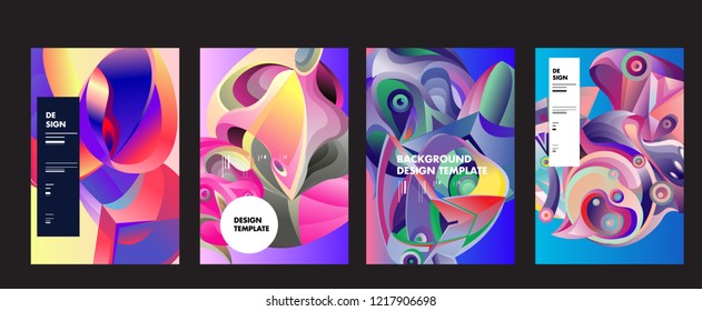 Vector Abstract Colorful Geometric and Curvy pattern background illustration. Set of Abstract Tribal Ethnic background for Cover, Poster, and print in Eps 10. 