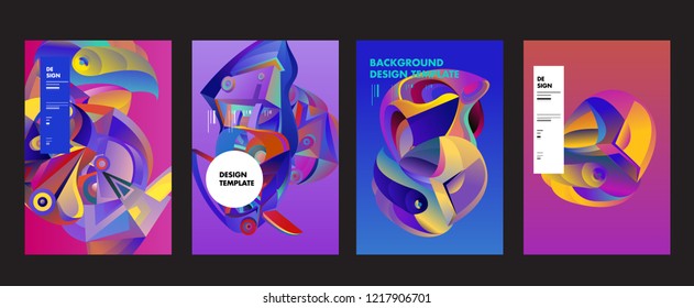 Vector Abstract Colorful Geometric and Curvy pattern background illustration. Set of Abstract Tribal Ethnic background for Cover, Poster, and print in Eps 10. 
