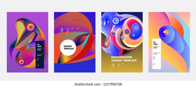Vector Abstract Colorful Geometric and Curvy pattern background illustration. Set of Abstract Tribal Ethnic background for Cover, Poster, and print in Eps 10. 