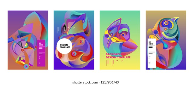 Vector Abstract Colorful Geometric and Curvy pattern background illustration. Set of Abstract Tribal Ethnic background for Cover, Poster, and print in Eps 10. 