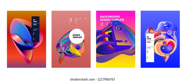 Vector Abstract Colorful Geometric and Curvy pattern background illustration. Set of Abstract Tribal Ethnic background for Cover, Poster, and print in Eps 10. 