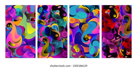 Vector Abstract Colorful Geometric and Curvy pattern background illustration. Set of Abstract Tribal Ethnic background for Cover, Poster, and print in Eps 10.
