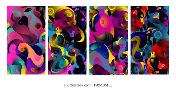 Vector Abstract Colorful Geometric and Curvy pattern background illustration. Set of Abstract Tribal Ethnic background for Cover, Poster, and print in Eps 10.

