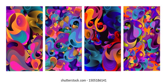 Vector Abstract Colorful Geometric and Curvy pattern background illustration. Set of Abstract Tribal Ethnic background for Cover, Poster, and print in Eps 10.
