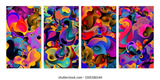 Vector Abstract Colorful Geometric and Curvy pattern background illustration. Set of Abstract Tribal Ethnic background for Cover, Poster, and print in Eps 10.
