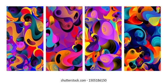 Vector Abstract Colorful Geometric and Curvy pattern background illustration. Set of Abstract Tribal Ethnic background for Cover, Poster, and print in Eps 10.
