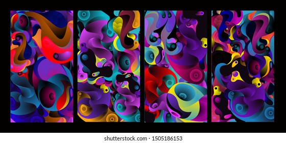 Vector Abstract Colorful Geometric and Curvy pattern background illustration. Set of Abstract Tribal Ethnic background for Cover, Poster, and print in Eps 10.
