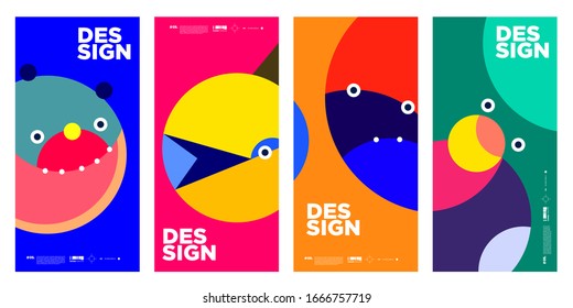 Vector Abstract Colorful Geometric and Curvy pattern background illustration. Set of Abstract Tribal Ethnic background for Cover, Poster, and print in Eps 10

