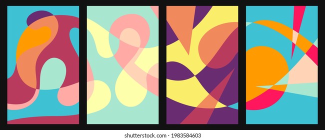 Vector Abstract Colorful Geometric and Curvy pattern background illustration. Set of Abstract background for Cover, Magazine, Poster, and print in Eps 10. 