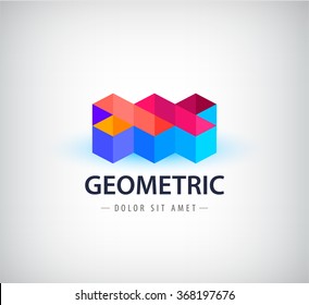 Vector abstract colorful geometric logo, 3d structure, origami logo, icon isolated