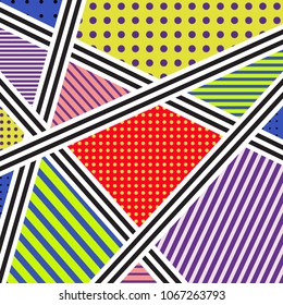 Vector abstract colorful geometric pattern in memphis style.