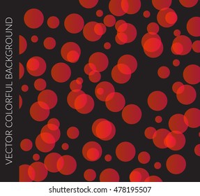 Vector abstract colorful glowing circles on dark background.