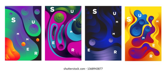 Vector abstract colorful gradient fluid and wave for summer background banner and poster 
