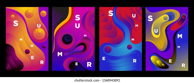 Vector abstract colorful gradient fluid and wave for summer background banner and poster 
