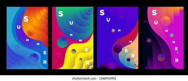Vector abstract colorful gradient fluid and wave for summer background banner and poster 
