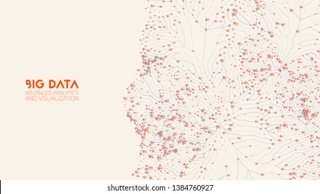 Vector Abstract Colorful Graph Big Data Information Connection Visualization. Social Network, Financial Analysis Of Complex Databases. Visual Information Complexity Clarification. Intricate Data Cloud