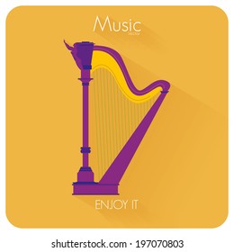 Vector Abstract Colorful Harp Isolated On Color Background