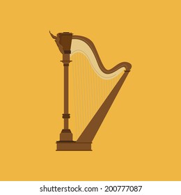 Vector Abstract Colorful Harp Isolated On Color Background