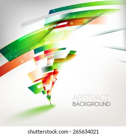 Vector abstract colorful lines illustration, single linear design object. Motion wave. Eco friendly, season background