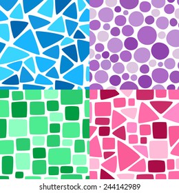Vector abstract colorful mosaic seamless pattern. Background of geometric shapes.  