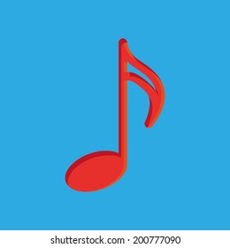 Vector Abstract Colorful Musical Note Isolated On Color Background