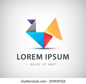 Vector abstract colorful origami 3d logo, icon