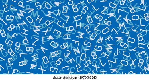 Vector abstract colorful pattern with letters and numbers. 