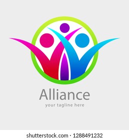 Vector Abstract colorful people symbols for community, alliance, biusiness, and healthy.