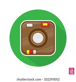 Vector abstract colorful photo camera icon. Photo camera creative concept.
