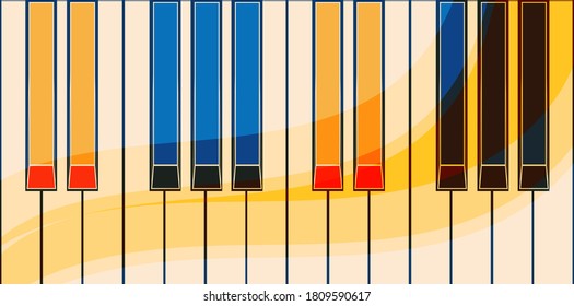Vector abstract colorful piano keyboard background. EPS 10