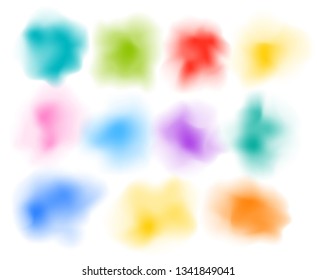 Abstrakte, bunte Pulverschwüre. mehrfarbige Clipart-Kunst einzeln auf Weiß