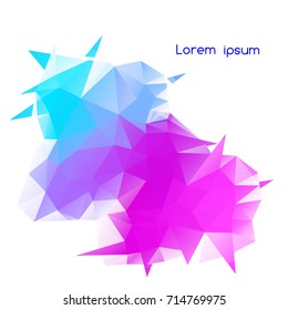 Vector abstract colorful purple and blue faceted crystal banner, 3d shape with triangles, geometric, modern template