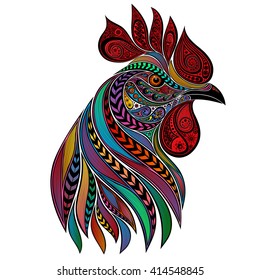 Vector abstract colorful rooster New year 2017