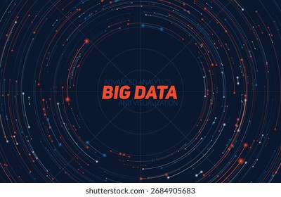 Vector abstract colorful round big data information visualization. Social network, financial analysis of complex databases. Visual information complexity clarification. Intricate data graphic