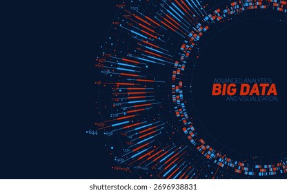 Vector abstract colorful round big data information visualization. Social network, financial analysis of complex databases. Visual information complexity clarification. Intricate data graphic