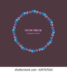 Vector abstract colorful round trendy monogram. Design template for packaging, cosmetics, invitations and banners