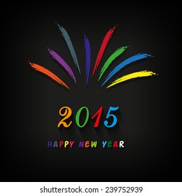 vector abstract colorful scribble doodle firework happy new year 2015
