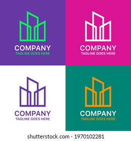 Vector abstract colorful set with 4 logotypes for different companies.