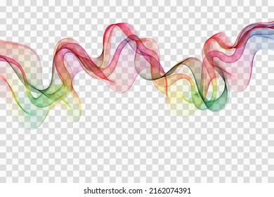 Vector abstract colorful smooth wave lines isolated on transparent background. Design element for technology, science, music or modern concept.