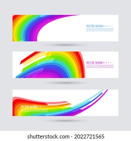 Vector abstract colorful spectrum background. Lgbt pride symbol. Set of rainbow multicolored wavy banners with stripes